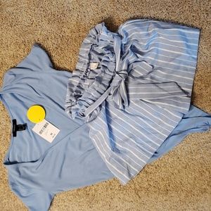 2 pc bundle Blue Bodysuit NWT & Shorts